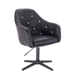 Black eco-leather cosmetic chair crossbase