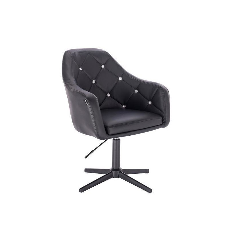 Black eco-leather cosmetic chair crossbase