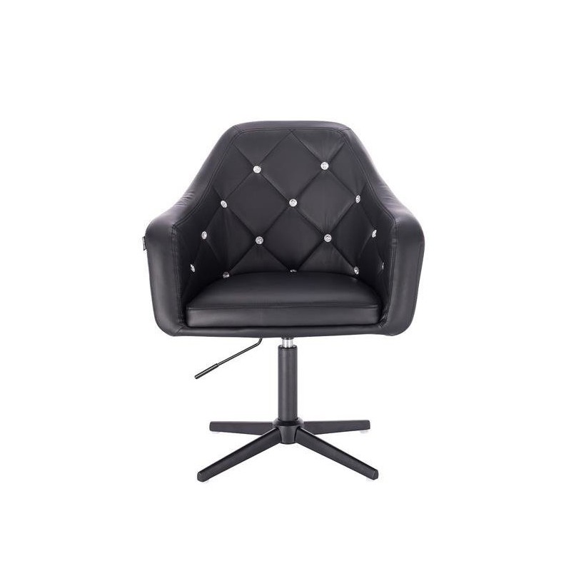 Matte black cross-base eco-leather chair