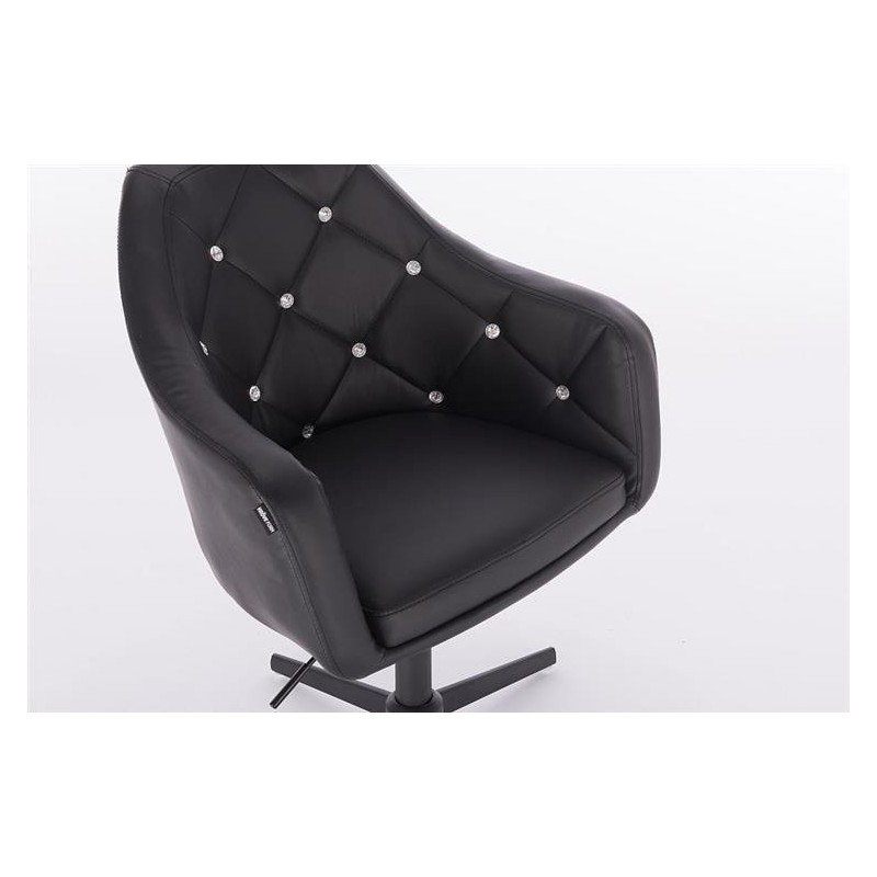 Black eco-leather cross-base chair