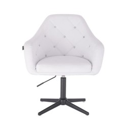 White eco-leather cosmetic chair cross-base