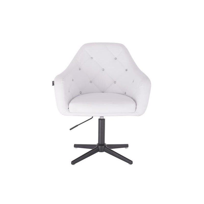 White eco-leather cosmetic chair cross-base