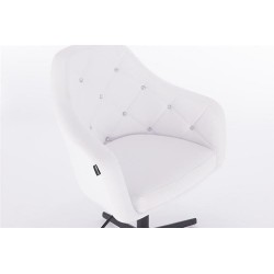 White eco-leather chair black cross-base