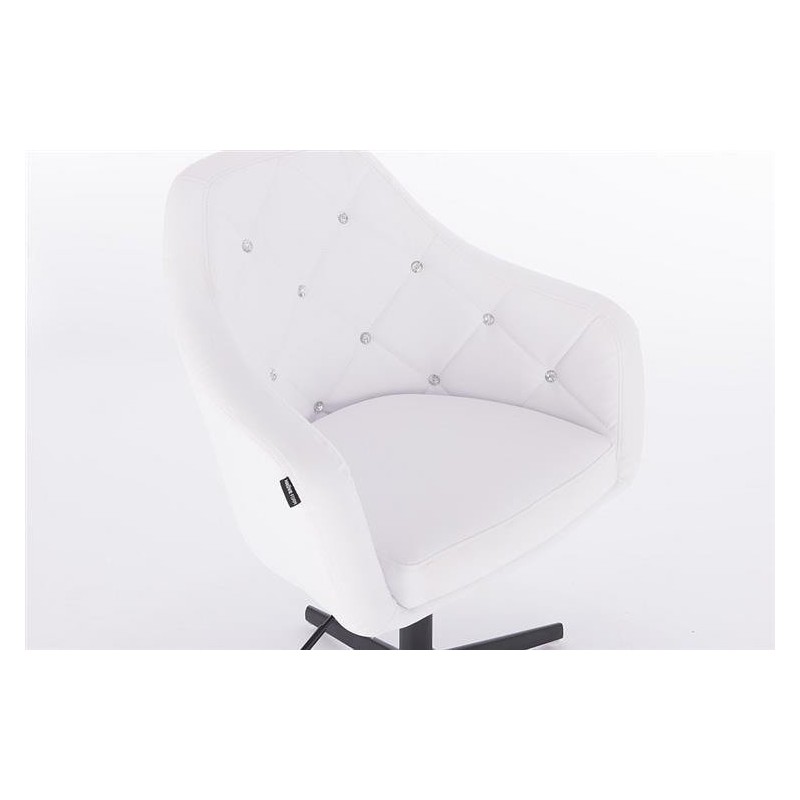 White eco-leather chair black cross-base