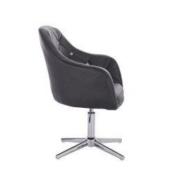 Black faux-leather salon chair chrome