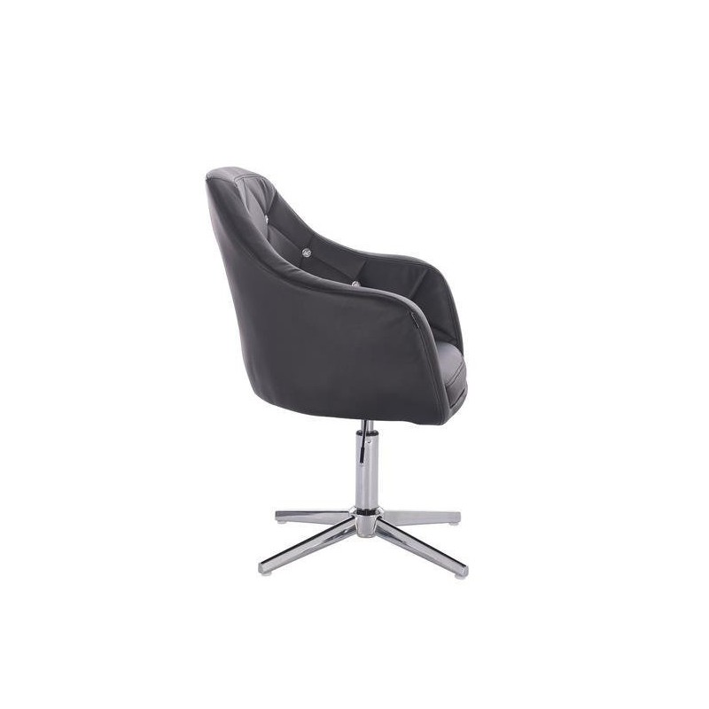 Black faux-leather salon chair chrome