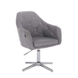 Gray eco-leather cosmetic chair chrome