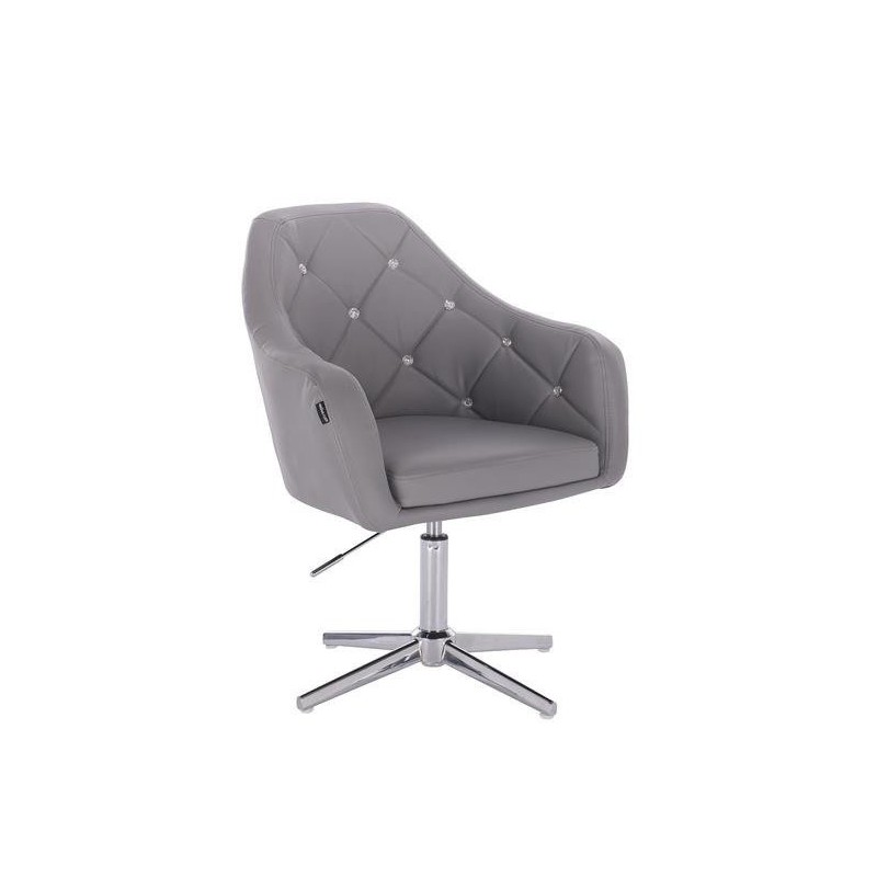 Gray eco-leather cosmetic chair chrome