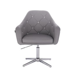 Gray eco-leather cosmetic chair, chrome