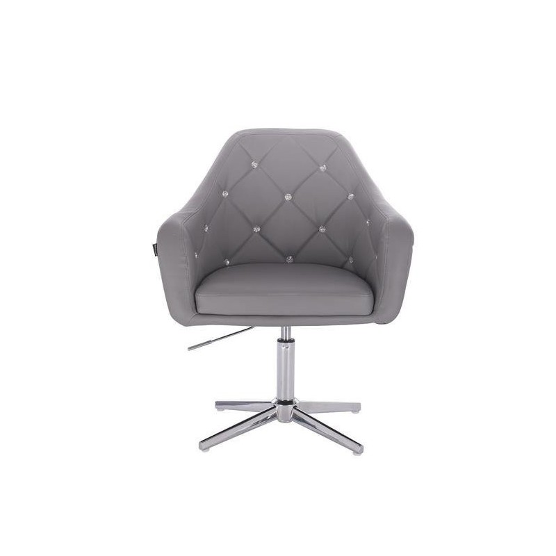 Gray eco-leather cosmetic chair, chrome