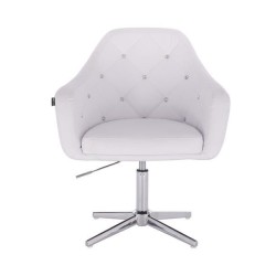 White eco-leather cosmetic chair chrome-base