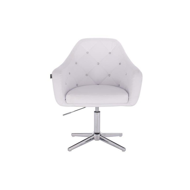 White eco-leather cosmetic chair chrome-base