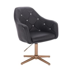 Black eco-leather cosmetic chair gold-base