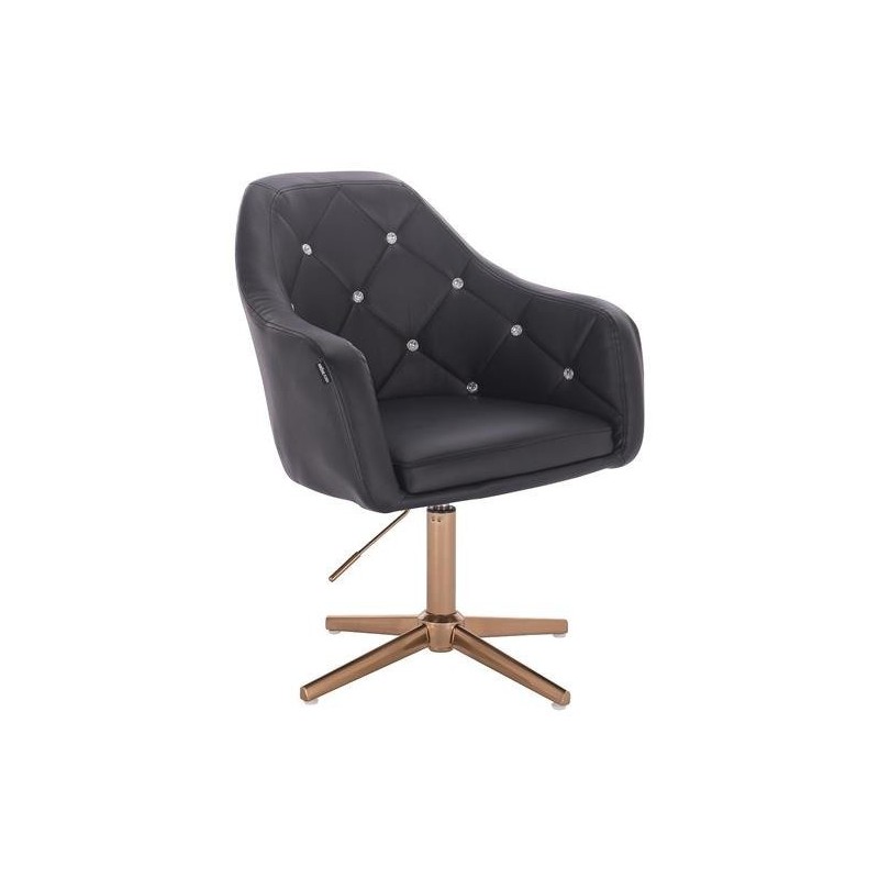 Black eco-leather cosmetic chair gold-base