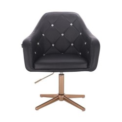Black eco-leather cosmetic chair gold-base