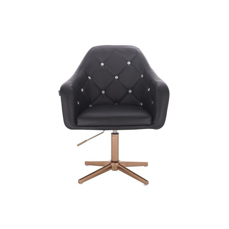 Black eco-leather cosmetic chair gold-base