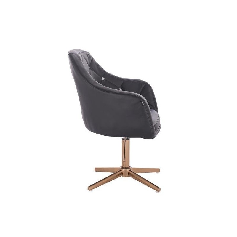 Czarne ekoskórzane krzesło złoty krzyżak