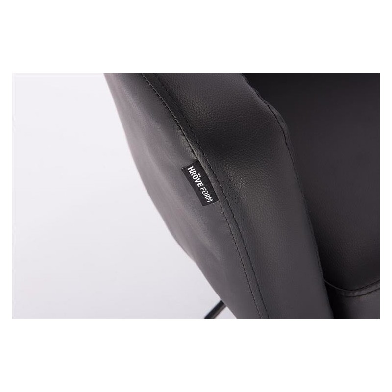 Black eco-leather chair gold cross-base