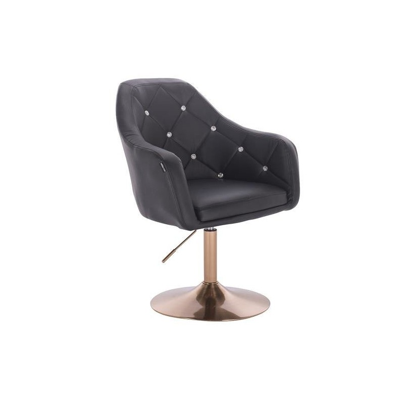 Czarne krzesło ekoskóra złota podstawa