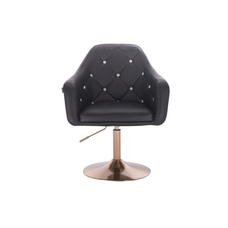 Black faux-leather chair, gold base