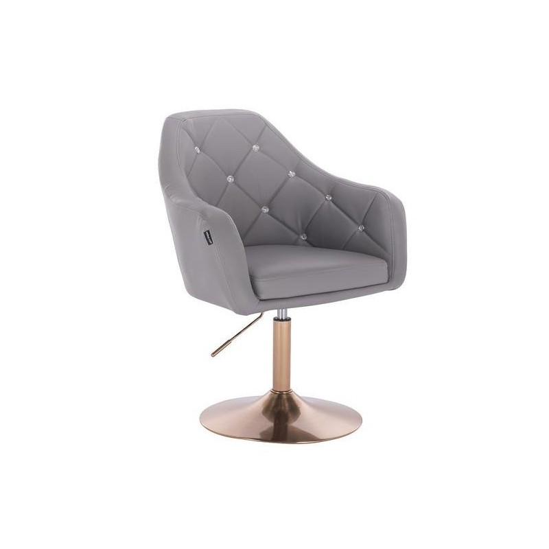 Gray eco-leather chair gold base