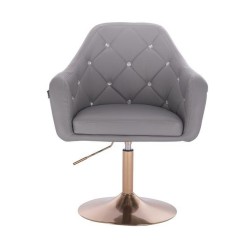 Gray eco-leather chair, gold base