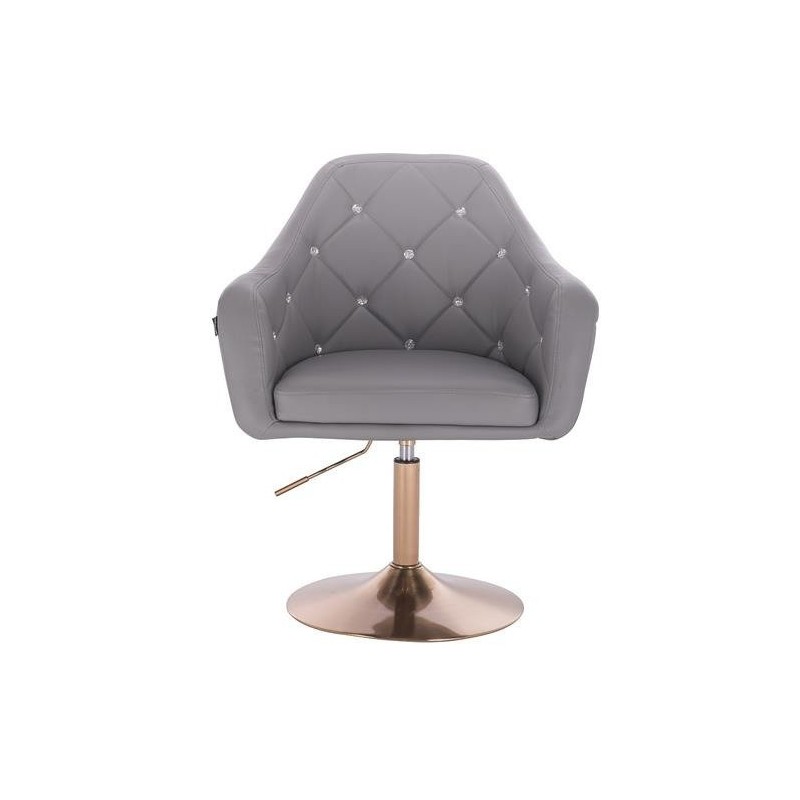 Gray eco-leather chair, gold base