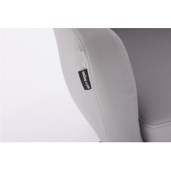 Gray faux-leather chair gold base