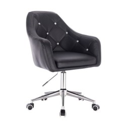 Black eco-leather cosmetic chair casters