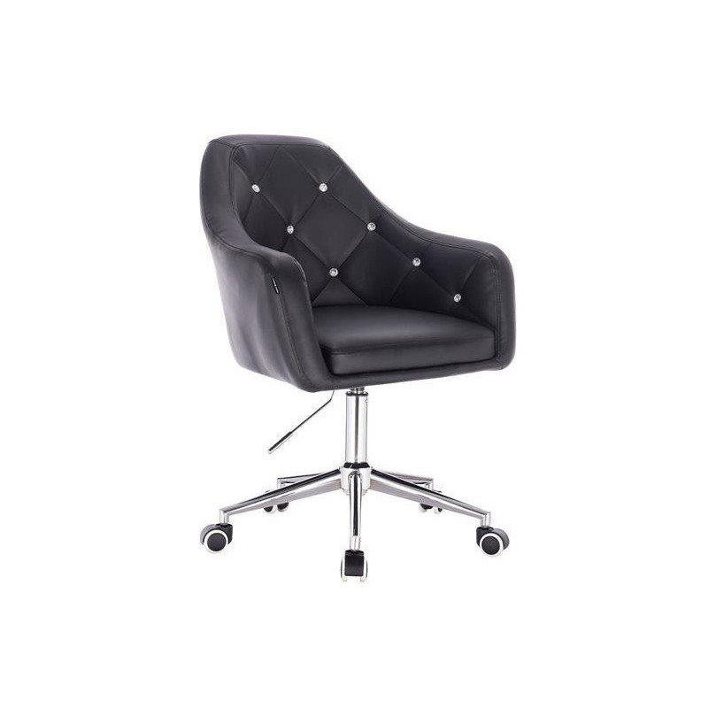 Black eco-leather cosmetic chair casters