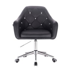 Czarne ekoskórzane krzesło na kółkach