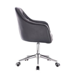 Black faux-leather chair chrome base