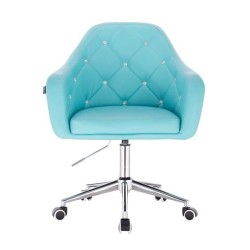 Fotel BLINK HR  Turkusowa Skóra Chrom Kółka