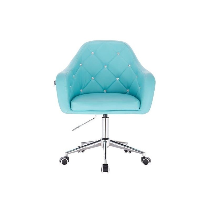 Fotel BLINK HR  Turkusowa Skóra Chrom Kółka