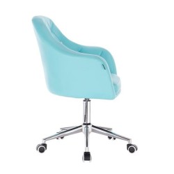 Fotel BLINK HR  Turkusowa Skóra Chrom Kółka
