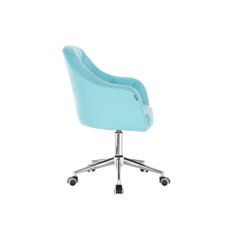 Fotel BLINK HR  Turkusowa Skóra Chrom Kółka