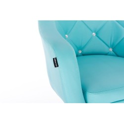 Fotel BLINK HR  Turkusowa Skóra Chrom Kółka