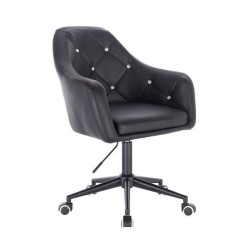 Black eco-leather cosmetic chair wheels