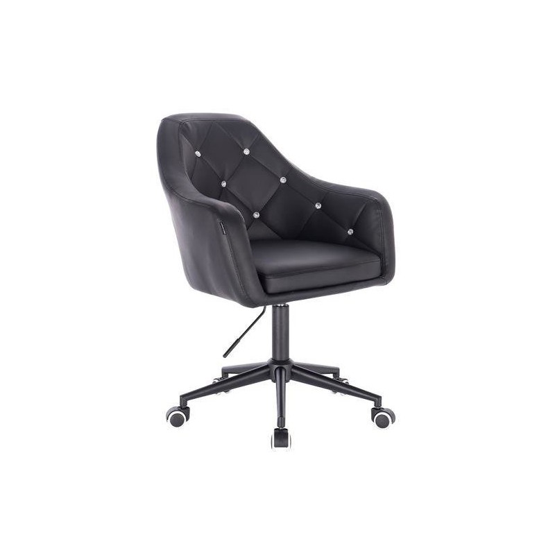 Black eco-leather cosmetic chair wheels