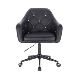 Czarne ekoskórzane krzesło na kółkach