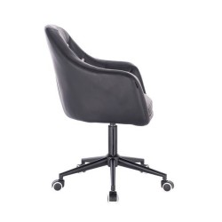 Czarne ekoskórzane krzesło kosmetyczne kółka