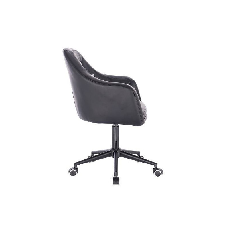 Czarne ekoskórzane krzesło kosmetyczne kółka