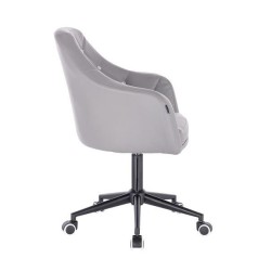 Gray faux-leather chair black wheels
