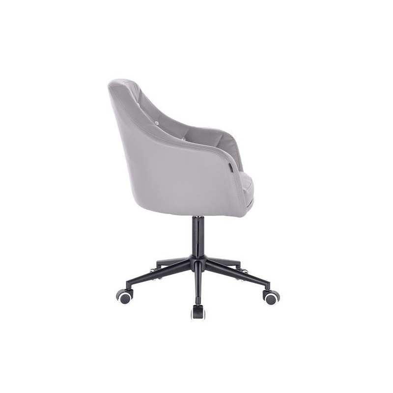 Gray faux-leather chair black wheels