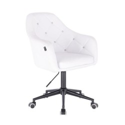 White eco-leather chair black casters