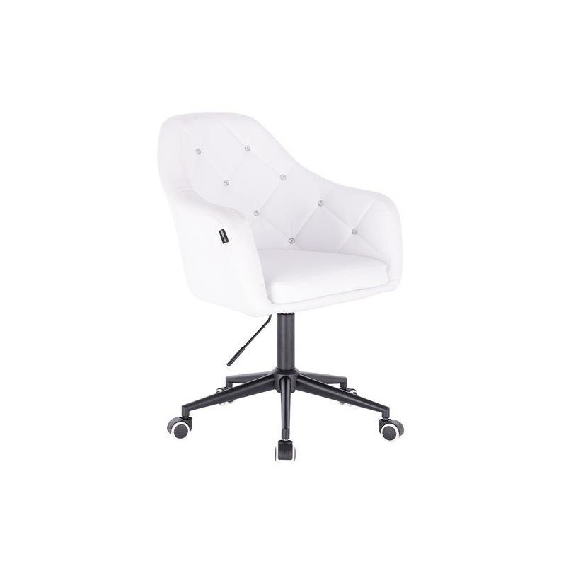White eco-leather chair black casters