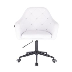 White eco-leather chair black base