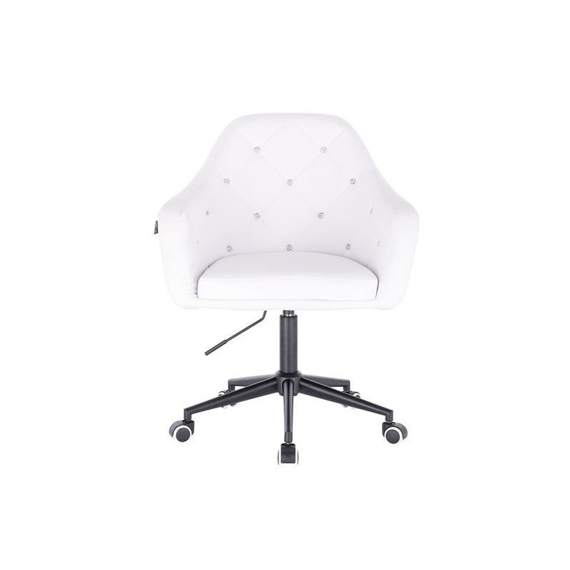 White eco-leather chair black base