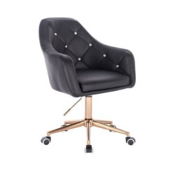 Black faux-leather chair gold casters