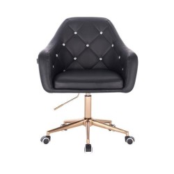 Czarne ekoskórzane krzesło złote kółka